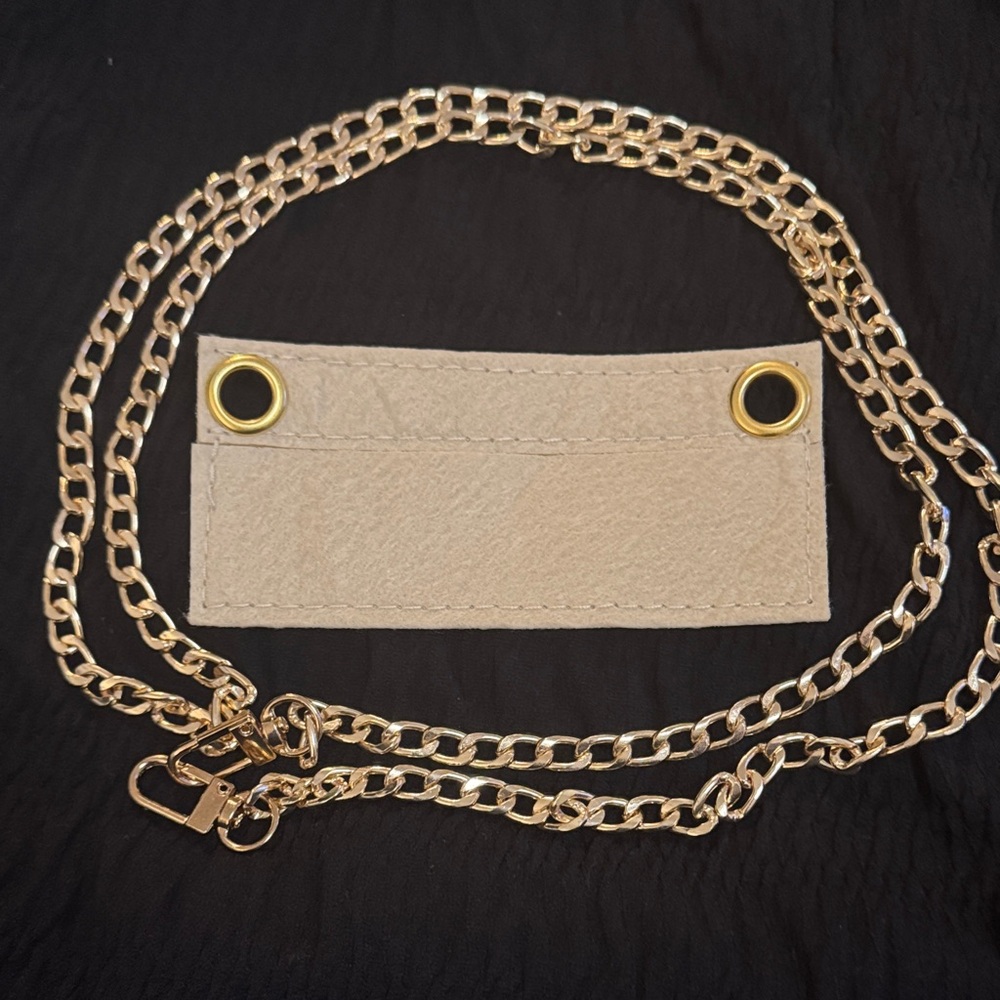 Gold Chain Strap with Cream Accent  Wallet Insert
